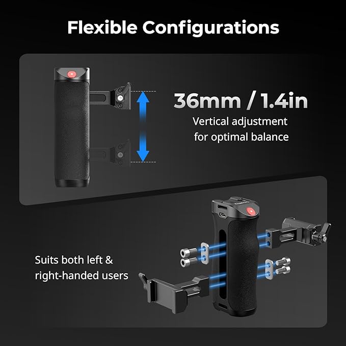 SMALLRIG Side Handle for Arca-Swiss with Recording Trigger, 3 Control Cable, Fit for Sony A7 III/ FX3/ A6600, for Canon R5II/ R5C, for FUJIFILM X-H2S/ X-T5, for Panasonic S5 II/ GH5-5694