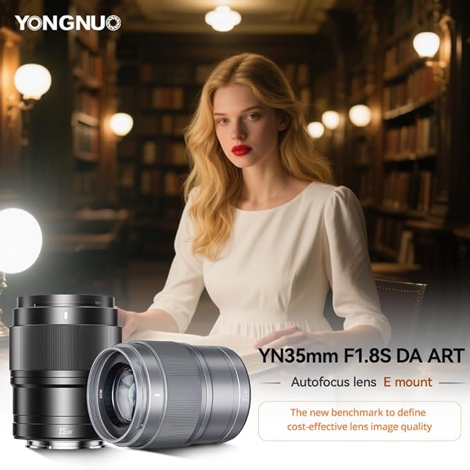 YONGNUO 35MM F1.8 E Mount Lens, STM Auto Focus Prime Lens, f/1.8 Lens for Sony E Mount APS-C Mirrorless Cameras ZV-E10 A6000 Series