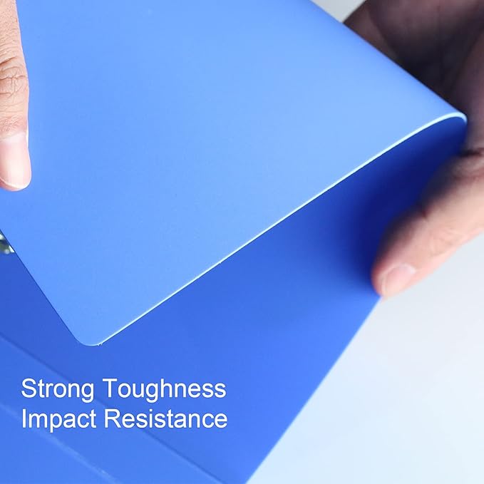 Acocony Punchless Binder with 2 Clamp Letter Size Punchless Clamp Binder 8.5 x 11 Report Covers Plastic Blue Pack of 6