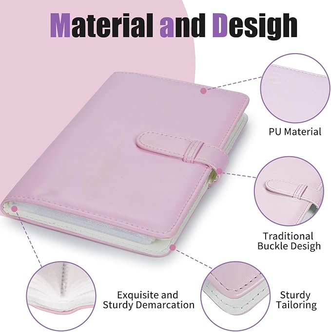 Riosin 108 Pockets Mini Album Compatible with Fujifilm Instax Mini film, Suitable for Instax Mini 12/11/7+/9/Evo/Link 2, 2x3"Photo Album for Canon ivy 2 Kpop Photocard(Blossom Pink)