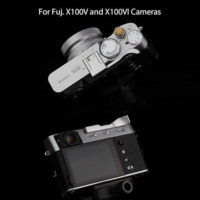 Haoge THB-XVS Metal Thumb Grip Up Rest Hand Grip for Fujifilm X100VI Fujinon X100V Camera Accessories Silver Hot Shoe Thumb Up