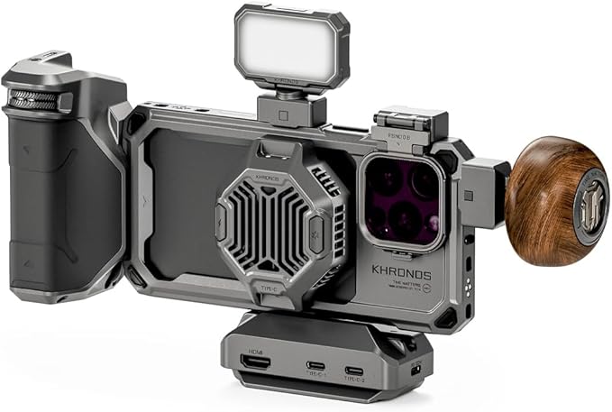 Tilta Khronos Ultimate Kit Compatible with iPhone 16 Pro Max – Space Gray | Mobile Filmmaking | Phone Camera Cage & Video Rig | USB-C/HDMI Hub | Focus & Wooden Handle | ND Filters | Cooling System