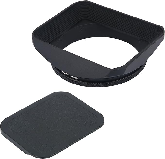 Haoge 62mm Square Metal Screw-in Mount Lens Hood Shade with Cap for 62mm Canon Nikon Sony Leica Leitz Carl Zeiss Voigtlander Nikkor Panasonic Fujifilm Olympus Lens and Other 62mm Filter Thread Lens