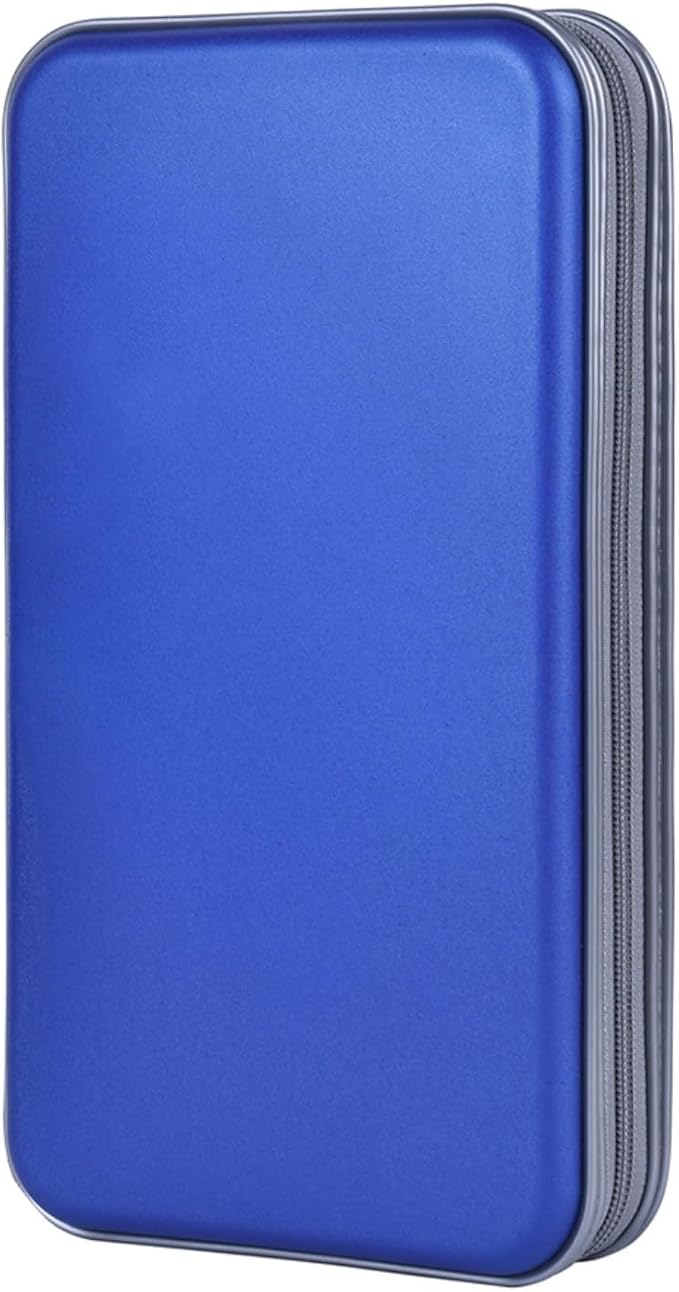 alavisxf xx CD Holder, 72 Capacity CD/DVD Case Holder Portable Wallet Storage Organizer Hard Plastic Protective Storage Holder for Car Travel(72 Capacity, Blue 72)