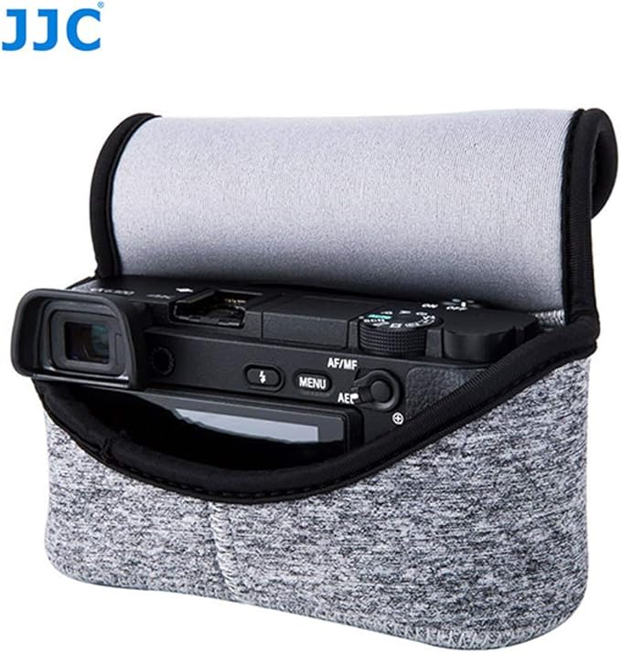 JJC Grey Ultra Light Neoprene Camera Case for Sony a6600 a6500 a6400 a6300 a6100 a6000 a5100 +18-55mm/E 50mm F1.8 Lens, Pouch Bag for Fuji X-T30 X-T20 X-T10 +16-50mm, Canon PowerShot SX530 SX540 G3X
