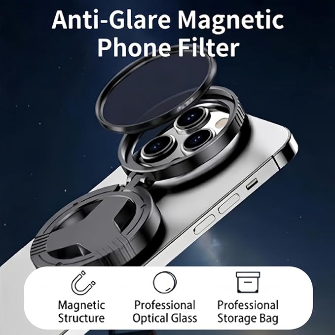 Anti-Glare Magnetic Phone Filter, Magnetic Anti-Glare Phone Filter, Foldable Portable Polarizing Lens Attachment, Reduces Reflections, Enhances Colors (1pcs)