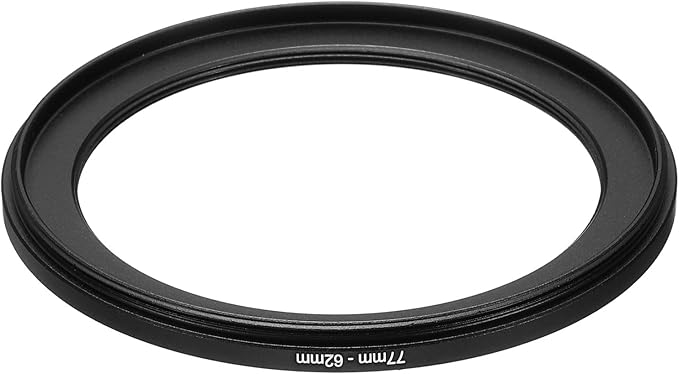 PATIKIL 77mm-62mm Metal Step Down Ring, Camera Lens Filter Adapter Ring Aluminum Filter Adapter Ring for Camera Lenses Hood, Black