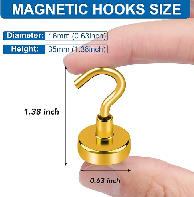 LOVIMAG Cruise Essentials, 30lbs Door Magnets, Yellow Magnetic Hooks for Cabins, Hanging, Refrigerator - 12 Pack