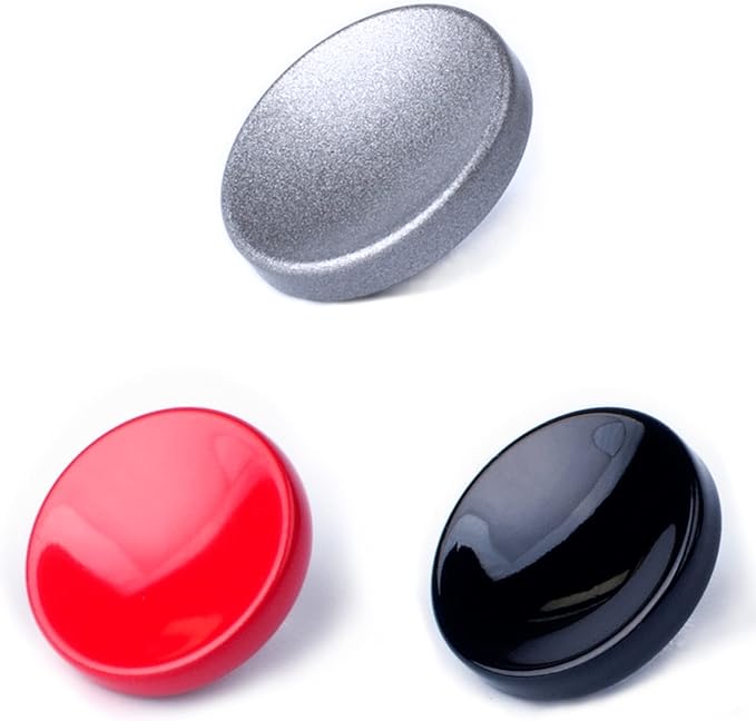 VKO Metal Soft Shutter Release Button,Delicate Camera Shutter Button Black Red Gray 11mm Concave Surface (3 Pack)