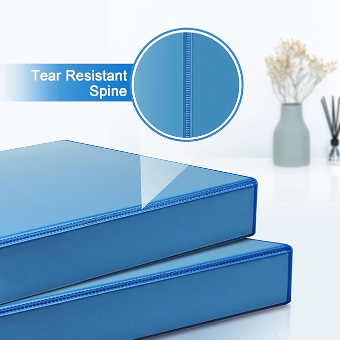 COMIX Sturdy 3 Ring Binder 2 inch with Clear View Cover, 2" Slant-D Ring View Binder Holds 500 Sheets of US Letter Size Paper, 6 Pack (Light Blue)