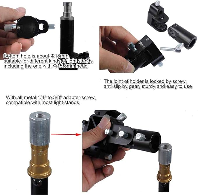 Universal 3-in-1 Tri-Hot Shoe Mount Flash Bracket Holder with 2 Umbrella Hole for Light Stand Camera Tripod Reflective Umbrella Studio Flash Soft Box Speedlite Diffuser