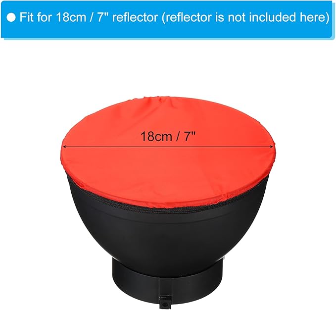 PATIKIL 7" 18cm Soft Diffuser Lamp Cover, 2 Pack Cloth Diffuser Strobe Reflector Lamp Sock for Flash Light Beauty Dish Photography Studio, Red