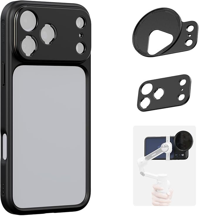 SmallRig FilMov Bumper Phone Case for iPhone 17 Pro Max, Hollow Back Design with Lens Backplate, 67mm Filter Adapter Compatible with Phone Gimbal Stabilizers, for DJI for Insta360, Black - 5793