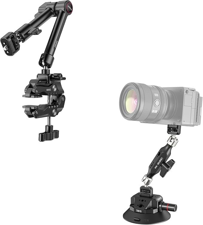 ULANZI HD02 Magic Arm Super Clamp Kit and TB15 Suction Cup Camera Mount