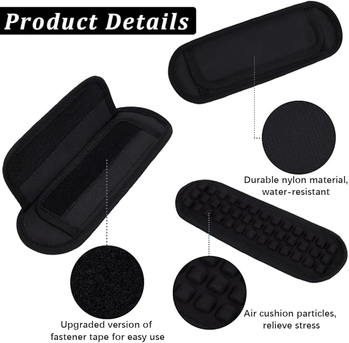 GORGECRAFT Detachable Shoulder Strap Pad Black Cotton Universal Replacement Cushion Laptop Case Bag Waterproof Removable Non Slip Pads Cover Backpack Shoulders Straps Pads for Camera Guitar