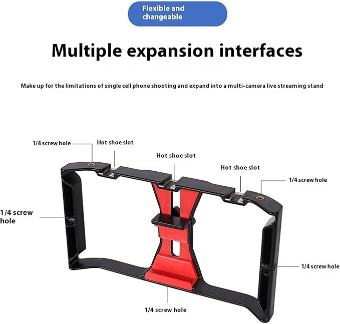 Film Making Rigs Cage Handheld Stabilizer Handle Tripod Mount Holder with Hot Shoe Smartphone Video Rigs for Video Maker Ergonomic Handheld Stabilizer for Mobile Filmmaking