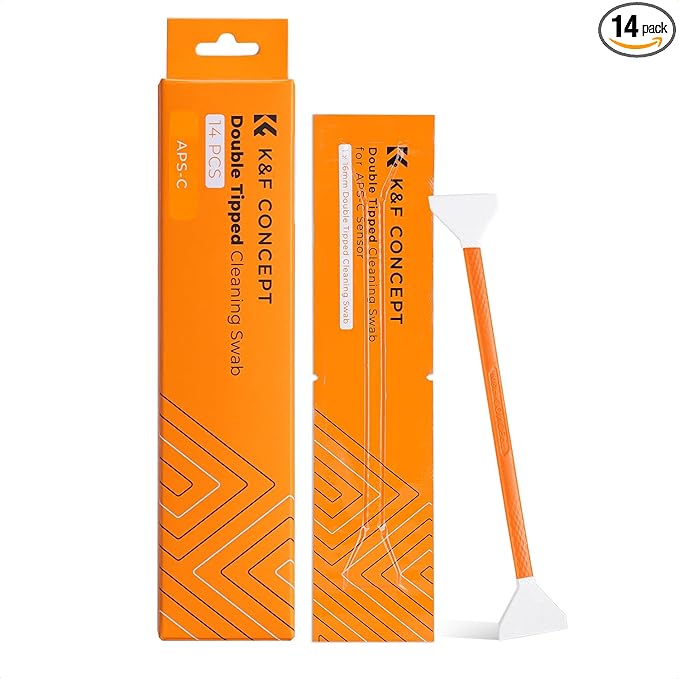 K&F Concept 14pcs Double Tipped 16mm APS-C Sensor Cleaning Swab, DSLR or SLR Digital Camera Cleaning kit and Full Frame Sensor Cleaning Swab