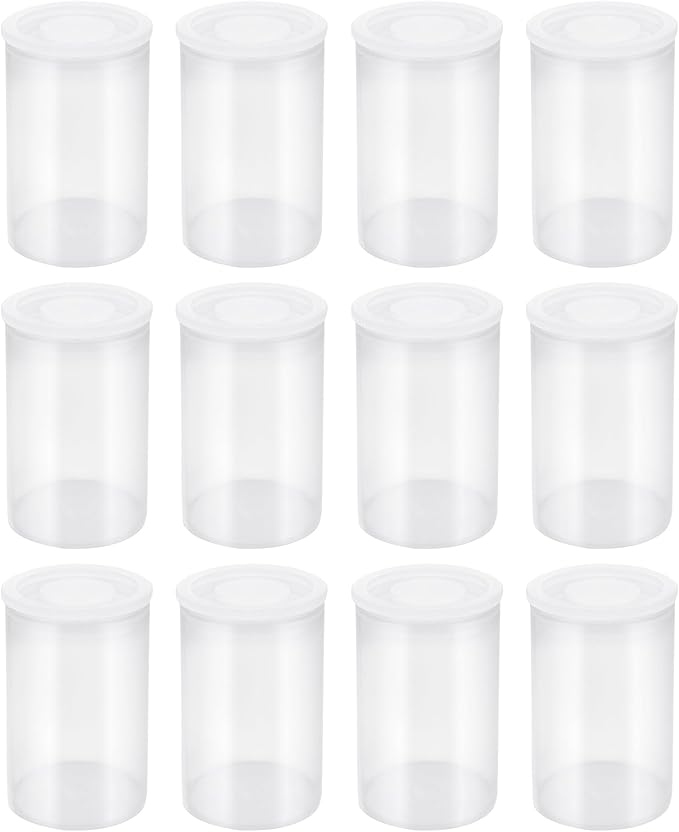 Quacc 12 PCS Clear Film Canisters with Lids, Film Canister Rocket Tube for Science Art Project, Empty Small Film Cans Sewing Storage Case Containers for Supplement Bead Fish Hook