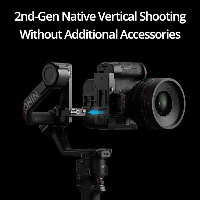 DJI RS 4 Pro, 3-Axis Gimbal stabilizer for Camera for DSLR & Cinema Camera Stabilizer Canon/Sony/Panasonic/Nikon/Fujifilm, 2nd-Gen Native Vertical Shooting, 4.5kg (10lbs) Payload, Camera Gimbal