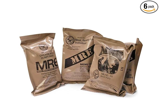 MRE Meals Ready to Eat, Emergency Food Supply, Survival Camping Outdoor 12 Pack Inspection 2025, 2026 (6 Meals (Random), 6 Count)