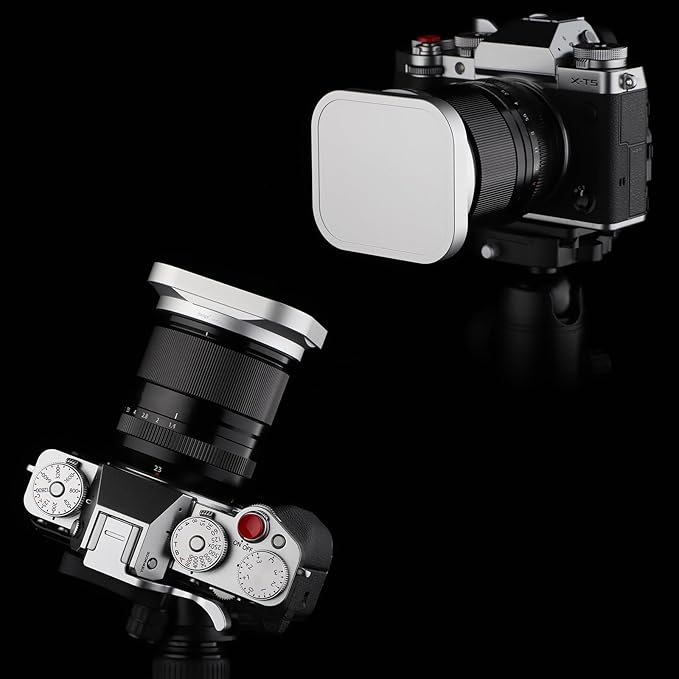 Haoge Silver Metal Square Lens Hood for Fujifilm XF33mm F1.4 R WR Lens, Fujinon XF 16-50mm,Fuji XF 23mm f/1.4 R LM WR Lens Hood Shade Bayonet Mount