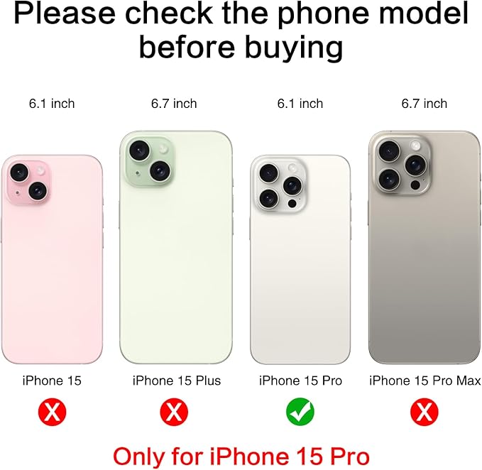 ASDAWN Back Rear Camera Lens Glass Replacement for iPhone 15 Pro 6.1 Inches with Pre-Installed Adhesive, ASDAWN Back Camera Lens Glass kit with Installation Manual + Repair Tool Set