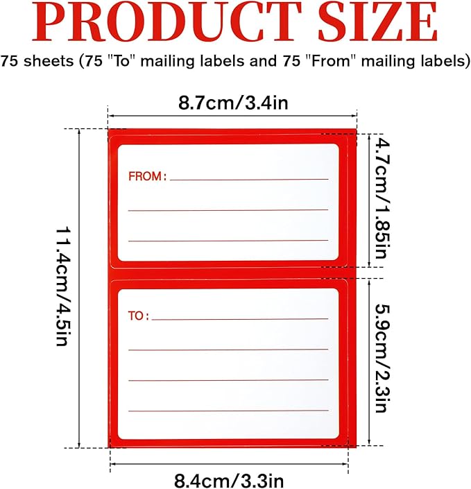 150 Pcs to from Return Address Mailing Labels, Self-Adhesive to/from Address Mailing Labels, 4.5x3.5 Inch Blank Mail Shipping Label Postage Guaranteed Stickers for Package Boxes