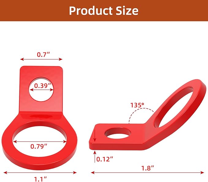 12 Pack Tie Down Strap Rings Tie-Down Anchors Hooks for Mounting in The Garage,Metal Tie Down Anchors Rings for Tiedown Attachment Points for Truck,Trailer,Camper (Red)