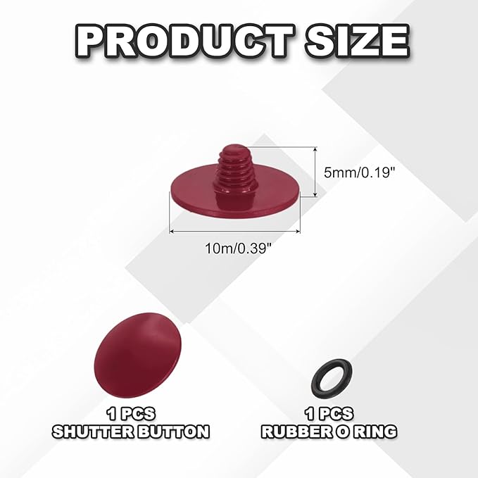 PATIKIL Camera Shutter Button, 10mm Convex Surface Shutter Release Button Pure Copper Camera Buttons for Nikon for Fujifilm for Leica DSLR/SLR, Dark Red