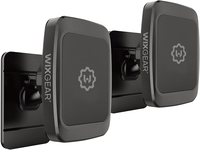 WixGear (2 Pack Universal Stick On Dashboard Magnetic Phone Car Mount, for Cell Phones and Mini Tablets with Fast Swift-snap Technology, (Newer Bigger Model)