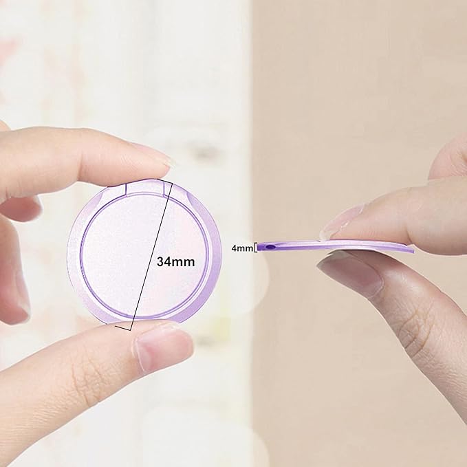 TENOC Phone Grip Sticky 360° Rotation Universal Stand Finger Ring Holder Slim Kickstand for Cell Phone Case, Purple