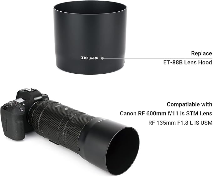 Lens Hood for Canon RF 135mm F1.8 L is USM and RF 600mm F11 is STM Lens,RF 135mm RF 600mm Lens Hood Reversible Lens Shade Replace Canon ET-88B Hood, Compatible with 82mm Filters and 82mm Lens Cap