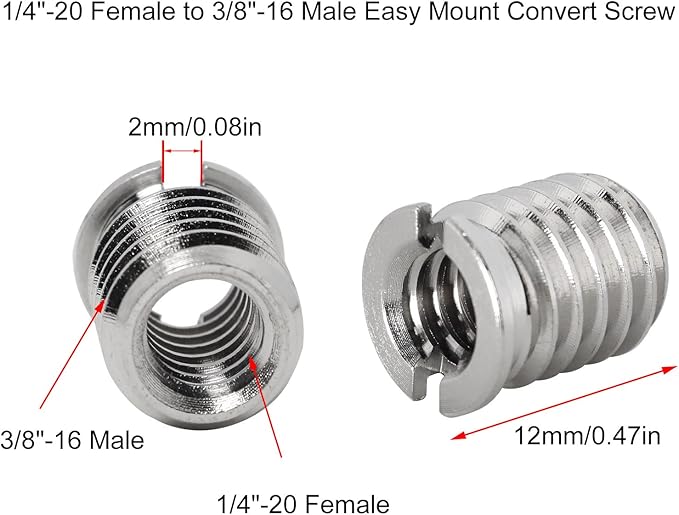 Threaded Screw Adapter LUORNG 6PCS 1/4"-20 Female to 3/8"-16 Male Easy Mount Convert Screw Adapter for DSLR Tripod Monopod, 1/4 inch to 3/8 inch Tripod Thread Adapter