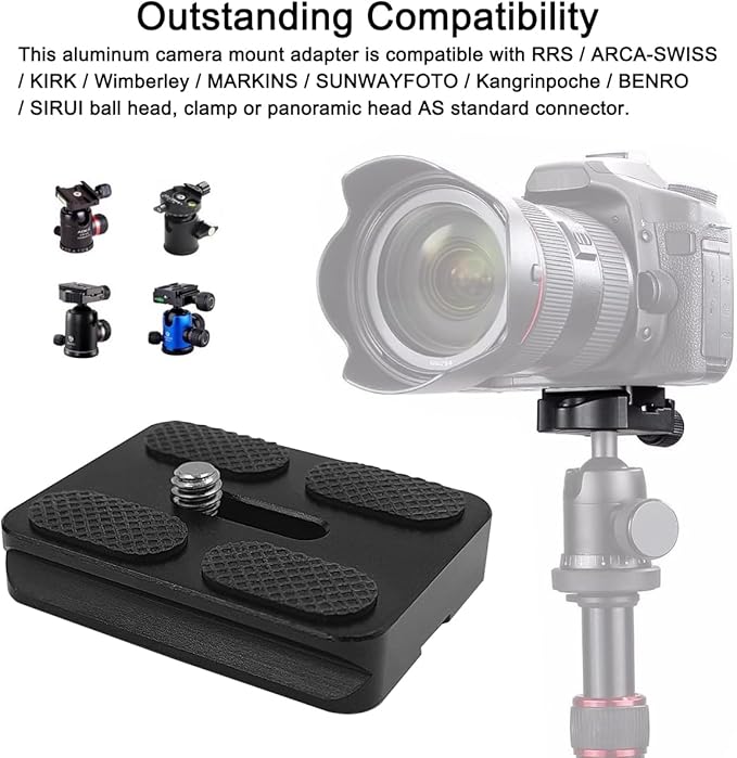 2 PCS Camera PU50 Quick Release Plate + 2 Pcs 1/4"-3/8" Screw, Aluminum Alloy Universal 38mm Camera Plates Mount with 1/4''-20 Screw Fits Arca-Swiss Standard for DSLR Tripod Ball Head, PU-50