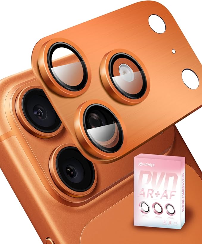 Camera Lens Protector for iPhone 17 Pro Max,Metal Frame Tempered Glass - Anti-Break,Strong Adsorption,Case-Friendly-Cosmic Orange