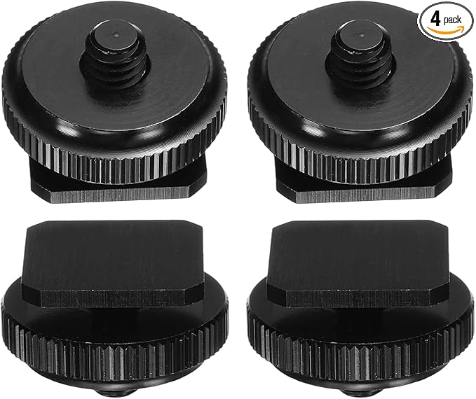 PATIKIL Hot Shoe Adapter 1/4" Male, 4 Pcs Hot Shoe Mount Adapter Camera Mount Screw Camera Video Light Converter for Microphone Holder Accessories 0.59x0.91x0.91 Inch