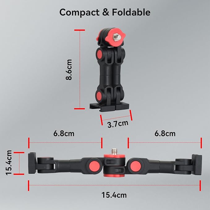 UTEBIT Dual Cold Shoe Mount, Extension Bar Universal Cold Shoe Adapter with Phone Holder Mount, 1/4" Thread Holes Cold Shoe Mount for Microphone,Led Video Light, Audio Recorder Monitors