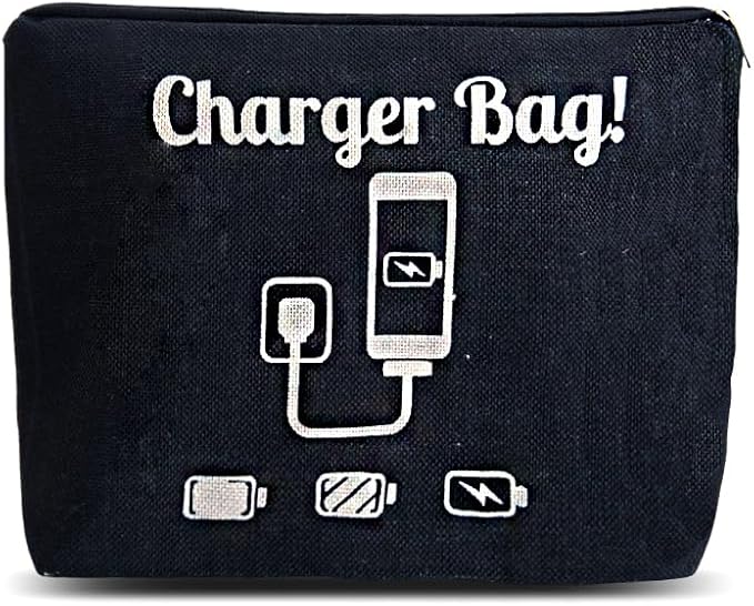 ShiQiao Spl Chargers Organiser Bag Black Charging Cables Travel Toiletry Pouch Electronic Charger Organiser Makeup Bag with Zipper Birthday Gifts for Mum Dad Charger Makeup Cosmetic Bags pouches