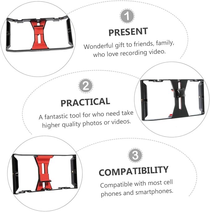 NUOBESTY Portable Phone Bracket Video Rig with Cold Shoe Mounts Threads Hand Held Smartphone Video Holder for Photography and Vlogging Compatible with Smartphones