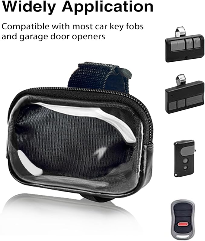 Garage Door Opener Holder for Visor, Mini Universal Bag for Garage Door Key Fob Remote Control, Adjustable Visor Bag Gate Clicker Holder, Carrying Case for Universal Garage/Gate Door Opener Remote