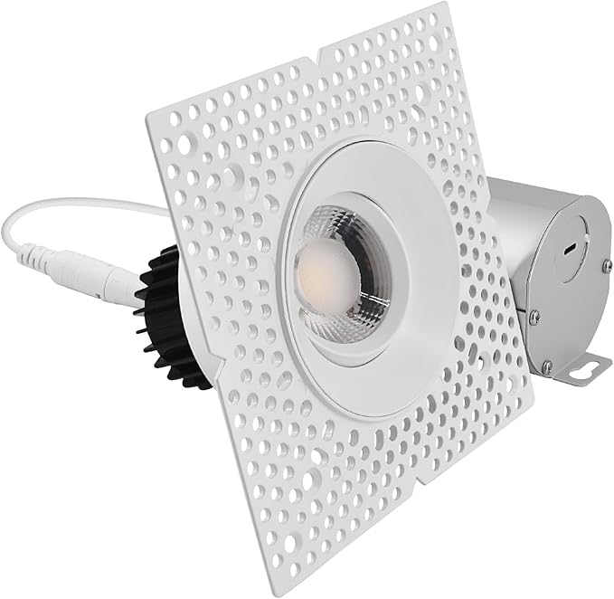 LUXRITE 3-Inch LED Gimbal Adjustable Trimless Spotlight with J-Box, Push N’ Lock, 5CCT 2700K-50000K, 360° Swivel & 15° Tilt, 12W, 1100LM, CRI90, Dual Dimmable, 38° Beam, IC Rated, Damp Rated