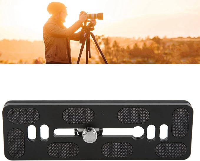 120mm Quick Release Plate with 3/8 Inch Screw and D Ring for Arca Swiss Standard Camera Tripod Ball Head, CNC Machined Aluminum Alloy with Non - Slip Rubber Pads