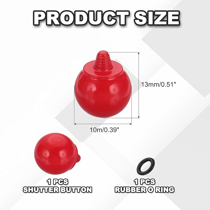 PATIKIL Camera Shutter Button, 10mm Ball Shape Shutter Release Button Pure Copper Camera Buttons for Fujifilm XT5 XT30 XT20 XT4 XE2 XE4, Red