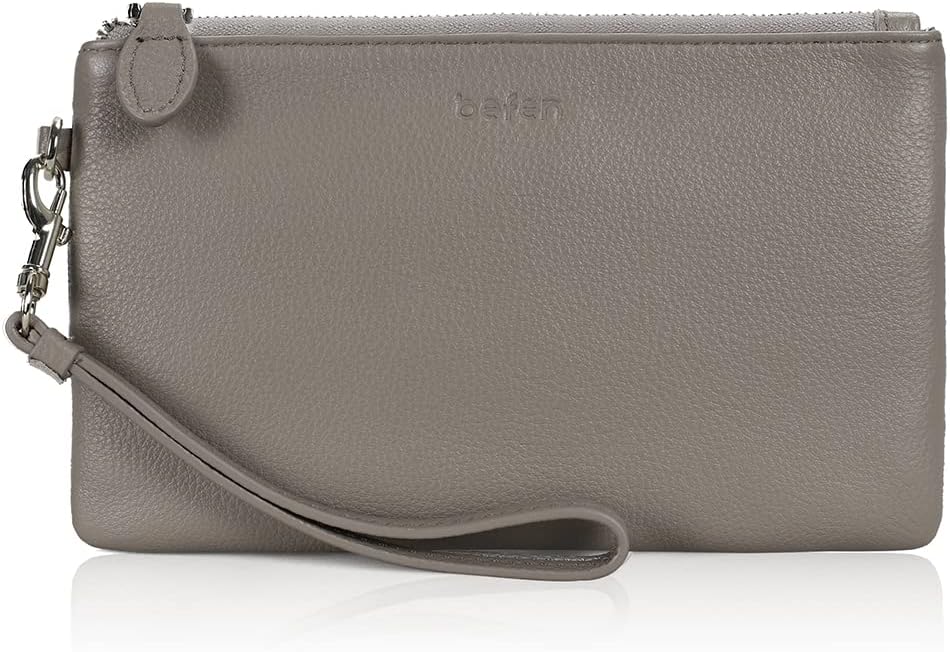 befen Genuine Leather Wristlet Clutch RFID Blocking Bag Cell Phone Wallet Purse Wristlet Wallet Purses and Handbags for Women