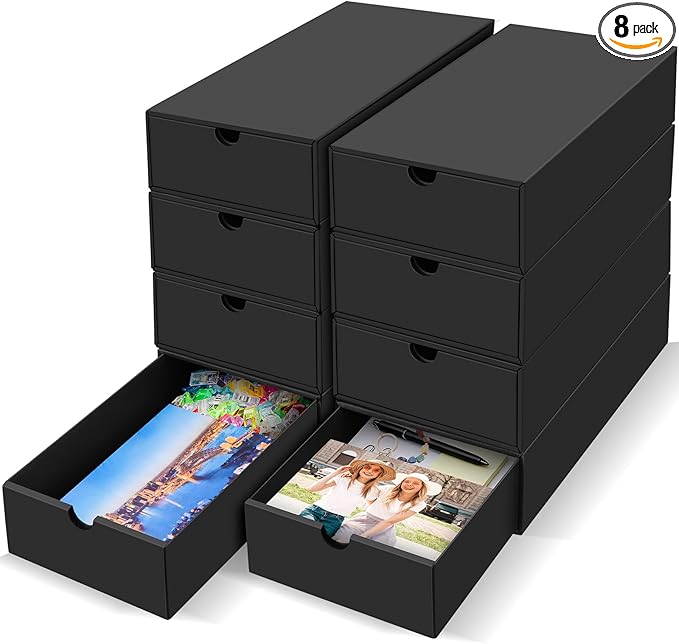 AOBOPLE 8 Pack Photo Storage Box,6" x 11.8" x 2.36" Multipurpose Storage Box to Store Photos,Index Cards,Postcards,Greeting Cards,6" x 6" Paper,Trading Cards,Keepsakes,Craft supplies,Documents