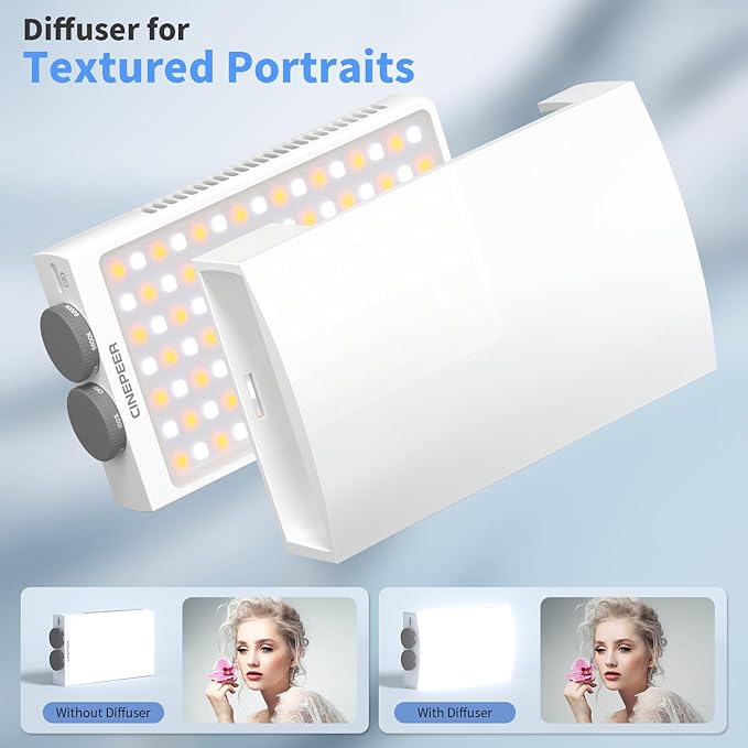 ZHIYUN CINEPEER CM25 25W LED Video Light, Pocket-Sized Mini Portable Gifts for Photographyers Light on Camera, Dimmable 2700K-6200K•CRI≥96•TLCI≥97,Built-in 2 * 2000mAh Rechargeable Batteries