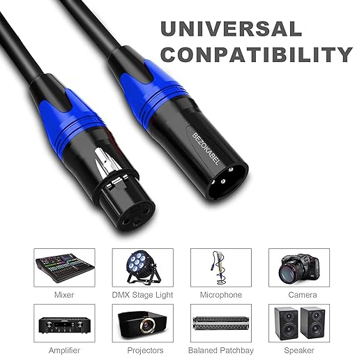 Premium Balanced XLR Speaker & Microphone Cable - 20 ft, 6 Packs, 3-Pin Male to Female