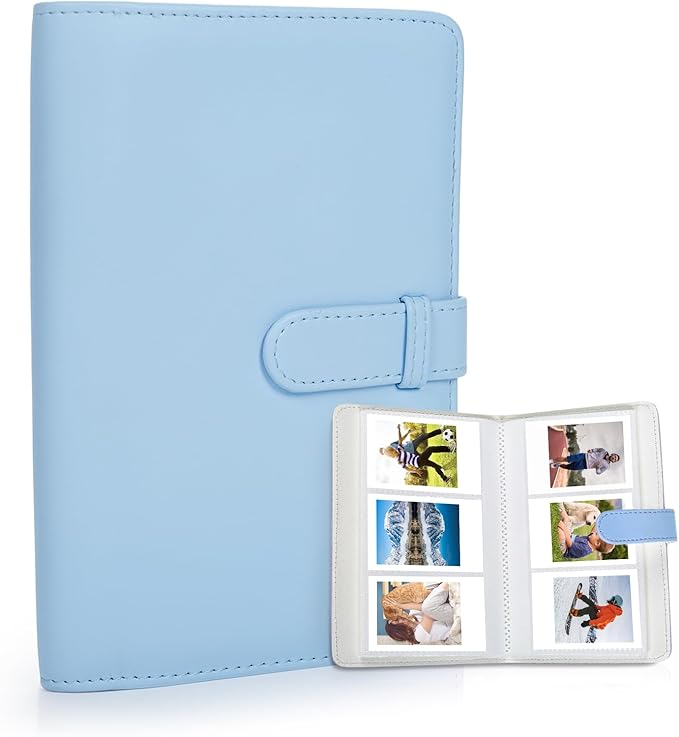 Riosin 108 Pockets Mini Album Compatible with Fujifilm Instax Mini film, Suitable for Instax Mini 12/11/7+/9/Evo/Link 2, 2x3"Photo Album for Canon ivy 2 Kpop Photocard(Pastel Blue)