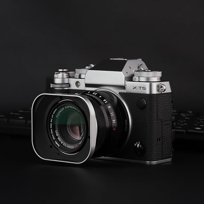 Haoge LH-X35S Bayonet Square Metal Lens Hood for Fujifilm Fuji Fujinon XF 35mm F2 R WR XF35mmF2, XF 23mm f2 R WR XF23mmF2 and XC 35mm F2 XC35mmF2 Lens Replace LH-XF35-2 Silver