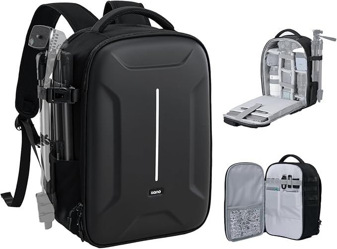 llano 22L Hardshell Camera Backpack, Photography Backpack Hard Shell Camera Bag for DSLR & Mirrorless Camera for Sony Canon Nikon Fujifilm, Travel Backpack with 15.6" Laptop & Drone Compartment, large